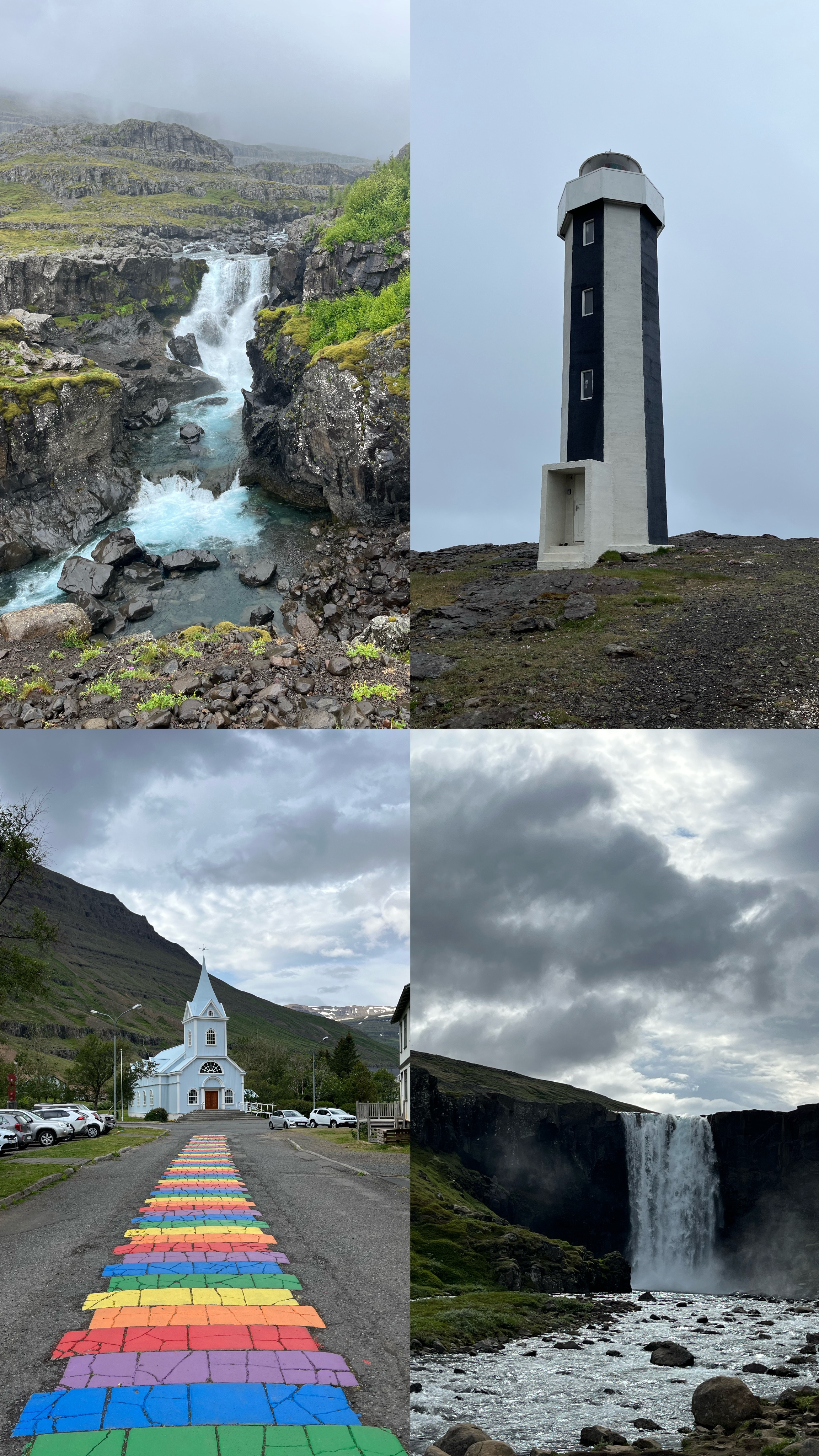 Nykurhilsfoss, Streitisviti Lighthouse, Blue church with rainbow pavement, Gufufoss
